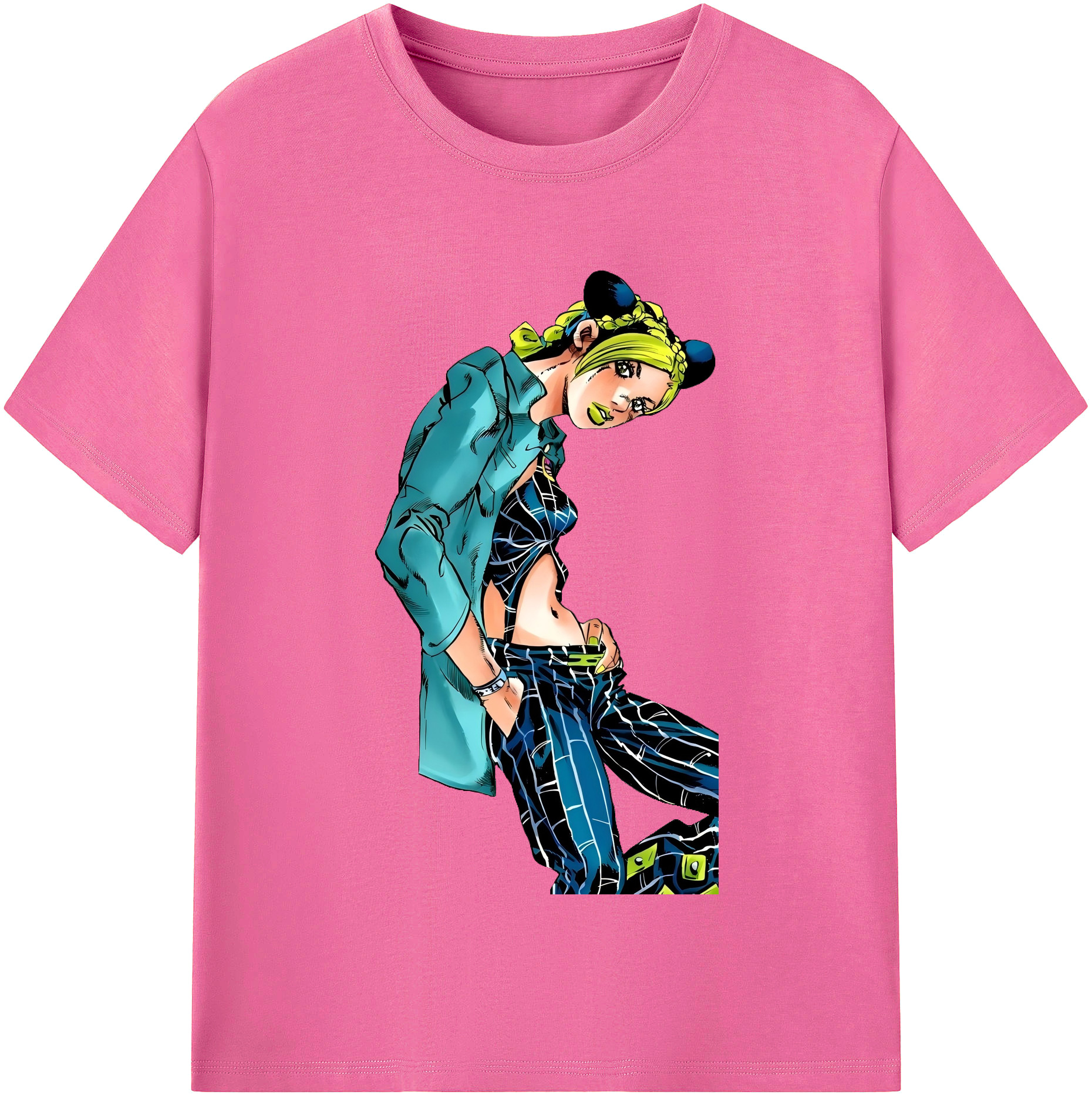 （画像用） "ジョジョの奇妙な冒険 くうじょう ジョリーン JoJo's Bizarre Adventure Jolyne Cujoh " レディースカジュアルプリントTシャツ（綿100％）